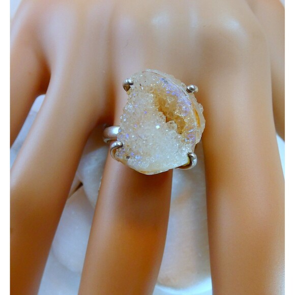 Spiralite Fossilized Quartz Crystal Shell Sterling Silver Ring Size 7.5 RARE - Picture 10 of 10